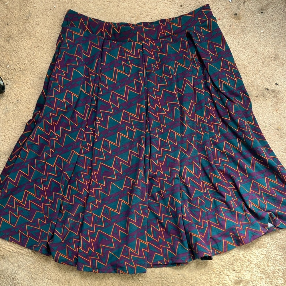 LuLaRoe Blue and Red Midi A-Line Skirt